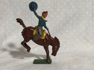 Rodeo Cowboy On Bucking Horse Lead Figure England Toy Soldier