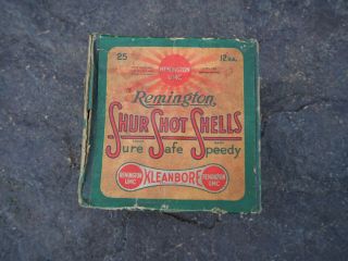 Vintage Remington Dupont Kleanbore Shur Shot Shells 12 Ga.  Wetproof Shell Box