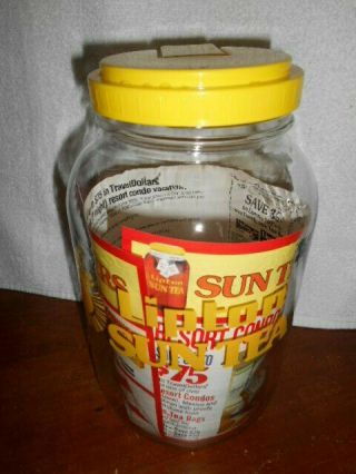 Vintage Lipton Sun Tea One Gallon Glass Jug Jar Coupons Papers,  Rare Htf