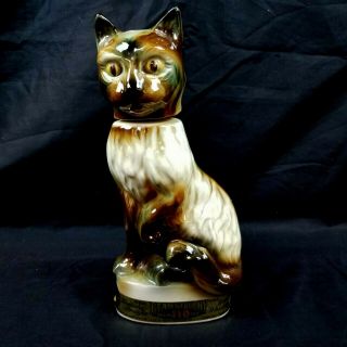 Vintage 1967 Jim Beam Siamese Cat Ceramic Whiskey Decanter Figural 11 "