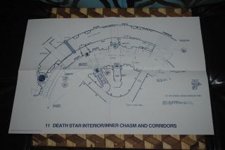 Star Wars Iv Vintage Death Star Interior Chasm Blueprint Design Vintage 1977