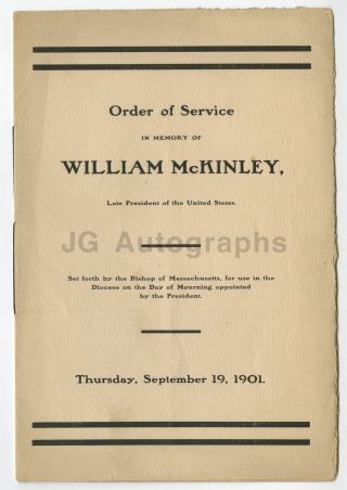 William Mckinley - 25th U.  S.  President - Unsigned 1901 Memorial Program