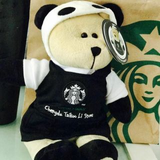 Starbucks China City Bearista Chengdu Black Taikooli Apron Panda Bear With Tag