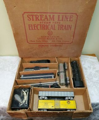 Vintage Marx Steam Line Electrical Engine 999 Train Set W/box 7 In Set Marlines