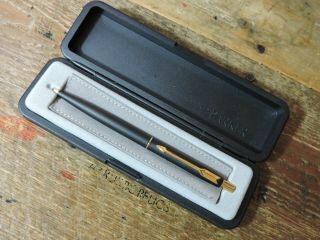 Vintage 1988 E Matte Black Gold Trim Gt Parker Classic Ballpoint Pen,  Box Uss