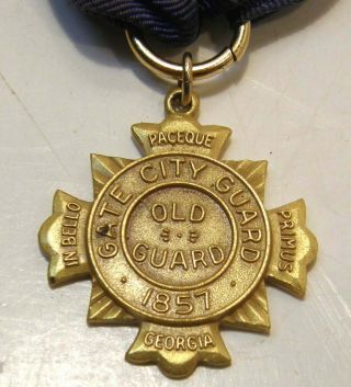 Vintage Hanging Ribbon Badge Medal Old Guard Of The Gate City Guard Atlanta Ga