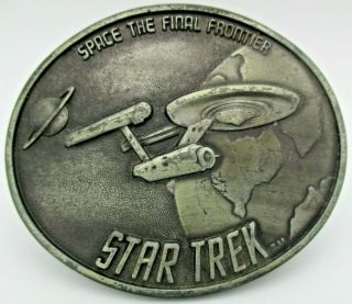 Vintage 1976 Star Trek Enterprise Space Final Frontier Belt Buckle - Lee Belt Ny