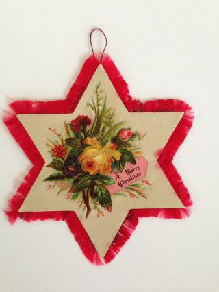 Antique Victorian Christmas Fringe Card For A Christmas Tree