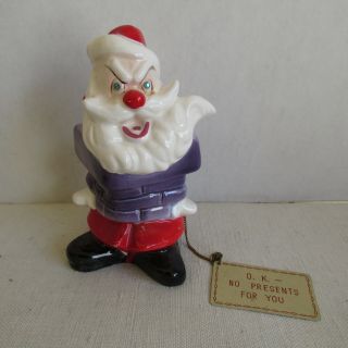 Vintage Ceramic Kreiss Psyco Santa With Tag Japan/rhinestone Eyes