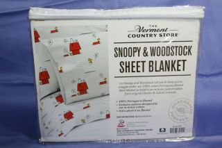 Peanuts Snoopy Twin Portuguese Flannel Sheet Blanket Vermont Country Store Nip