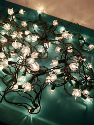 Vintage Christmas Tree Lights - Flower Petal - White Blinking