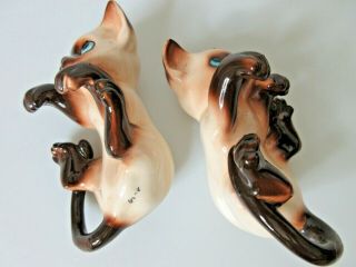 Vintage Siamese Hanging Climbing Cats Fish Bowl Figurines Pair Made In Japan