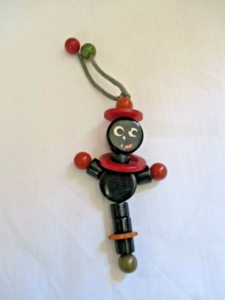 Vintage Baby Cannibal Bakelite/catalin Baby Crib Toy Rattle Black Red Green,