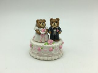 Vintage 1987 Wee Forest Folk Wedding Bears Bride Groom Cake Signed Dp