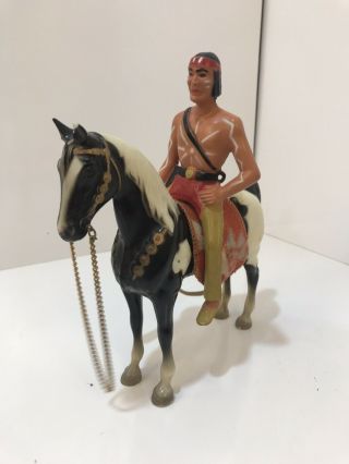 Vintage Plastic Horse With Indian - Molded - 1960 