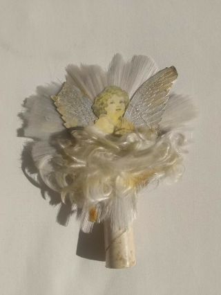 Vintage Spun Glass Angel Tree Topper National Tinsel Co,  Paper Foil Victorian