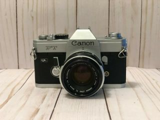 Canon Ft Ql Vintage Slr 35mm Film Camera With 50mm F1:18 Fl Lens W/ Case