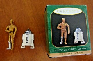 1997 Hallmark Keepsake Ornament Star Wars C - 3po & R2 - D2 Miniature Droids W/box
