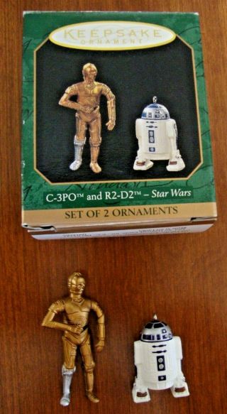 1997 Hallmark Keepsake Ornament STAR WARS C - 3PO & R2 - D2 Miniature Droids w/Box 2