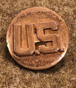 Ww2 Us U.  S.  Military Army Collar Disk Uniform Insignia Brass U.  S.  Screw Back Pin