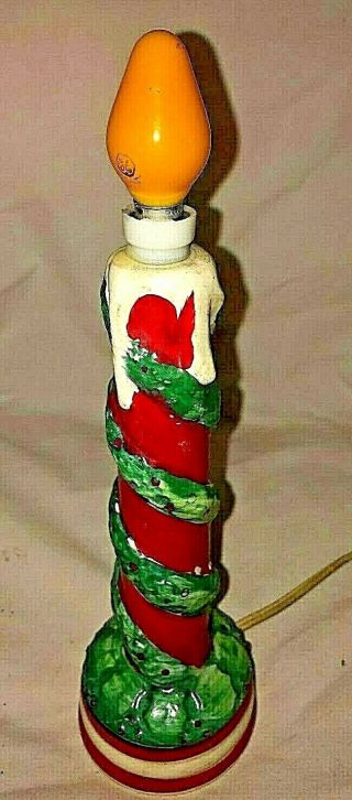 Vintage Christmas Candlestick Electric Red Green White Porcelain Ceramic