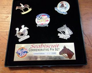Vintage Seabiscuit Commemorative 5 Pin Set 70/5000 Limited Edition - Box