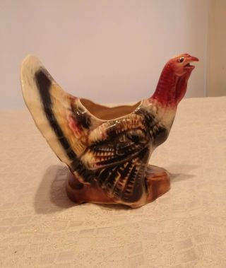 Ceramic Turkey Planter Thanksgiving Bird