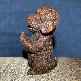 Japanese Netsuke Old Vintage Boxwood Collectible Pet Dog Ornament Statue C92