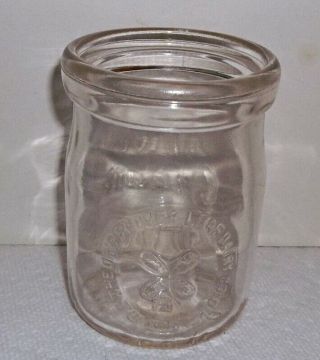 Ohio Cloverleaf Dairy Toledo Oh.  Embossed 8 Oz Wide Mouth Jar Clover Graphic