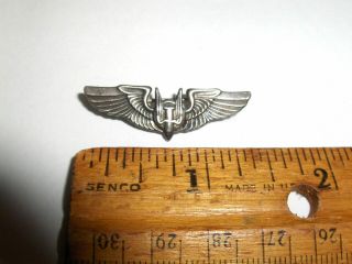 Wwii Ww2 Usaaf Sterling Silver Military Pilot Gunner Wings Bomb Uniform Pin