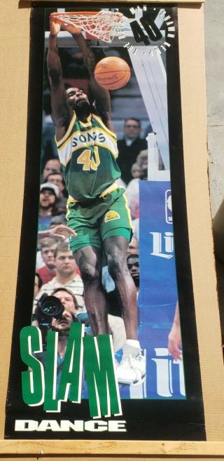 Shawn Kemp Seattle Supersonics Vintage Door Size Poster Nba 1993 Official