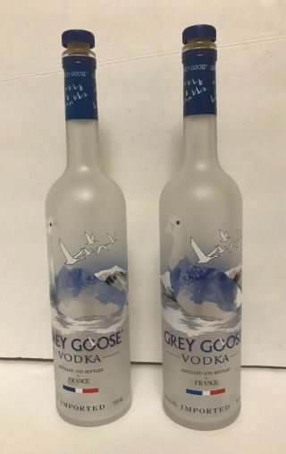 Grey Goose France Vodka 2 Frosted 750ml Bottles Cork Caps 750 Ml Crafts Bottle