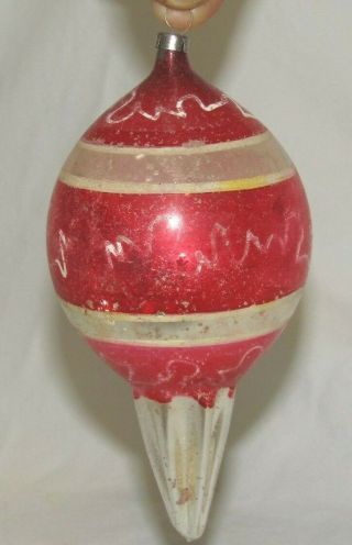 German Antique Glass Figural Ice Cream Cone Vintage Christmas Ornament 1930 ' s 2