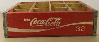 Vintage Coca - Cola Wooden Red Soda Pop Crate Carrier Box Case Wood Coke A6