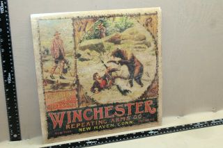 Scarce Circa 1900 Winchester Repeating Arms Store Sign Ammo Gun Hunting Bear Gas
