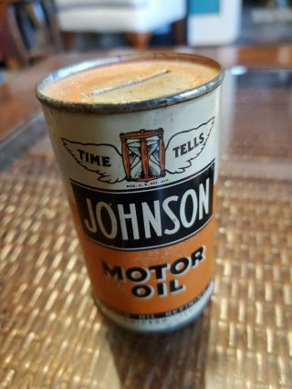 JOHNSON MOTOR OIL COIN BANK OIL REFINING CO.  CAN CHICAGO ILLINOIS.  SOME WEAR ONE 2