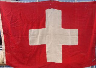 Vintage Switzerland Flag Wwi Wwii Era Medic Doctor Nurse Medical 72 " X 43 "