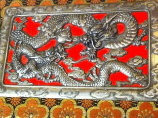 Fine Real Antique Chinese Embroidery Silk &Silver Dragons Album Qing Dynasty 3