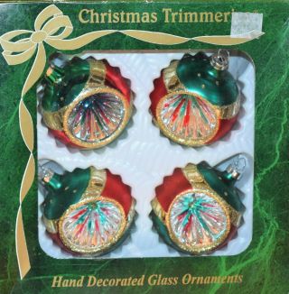4pk Bradford Vintage Glass Christmas Tree Ornaments Indent Reflector Ball Mexico