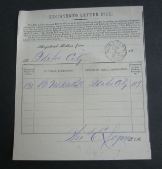 Old 1870 - Registered Letter Bill Document - Boise City - Idaho To Idaho City