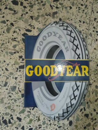 Porcelain Goodyear Enamel Sign Size 10 " X 6.  5 " Inches