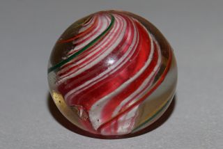 VINTAGE MARBLES TWISTED RED AND WHITE JELLY SOLID CORE J/O 11/16 