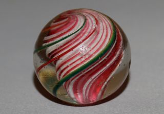 VINTAGE MARBLES TWISTED RED AND WHITE JELLY SOLID CORE J/O 11/16 