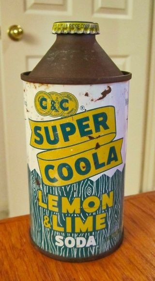 C&c Coola Lemon & Lime Soda 12 - Oz Cone Top Soda Cola Can With Cap L@@k