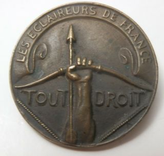 Wwi Era French Boy Scouts Bronze Badge,  Les Eclaireurs De France /bow & Arrow
