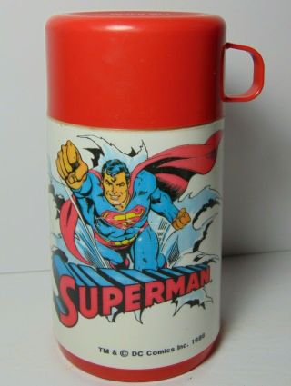 Old Vintage 1986 Superman Aladdin Thermos & Lid For The 1986 Superman Lunch Box