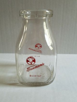 Vintage Half Pint Dairy Milk Bottle,  Freeman 