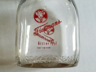 Vintage HALF PINT Dairy Milk Bottle,  FREEMAN ' S DAIRY,  Allentown,  PA 2