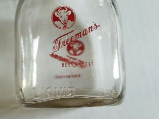 Vintage HALF PINT Dairy Milk Bottle,  FREEMAN ' S DAIRY,  Allentown,  PA 3