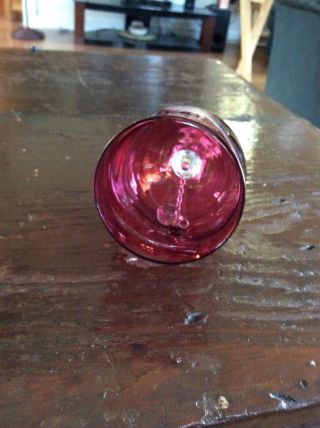 Ruby Red Crystal Bell With Cardinal Bird Etched In Glass 6 